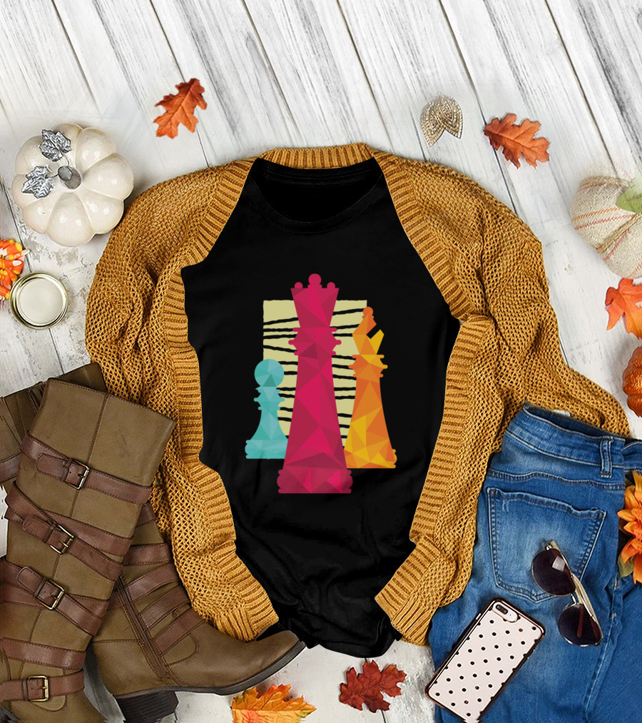 Chess Figures Abstract Geometric T-Shirt