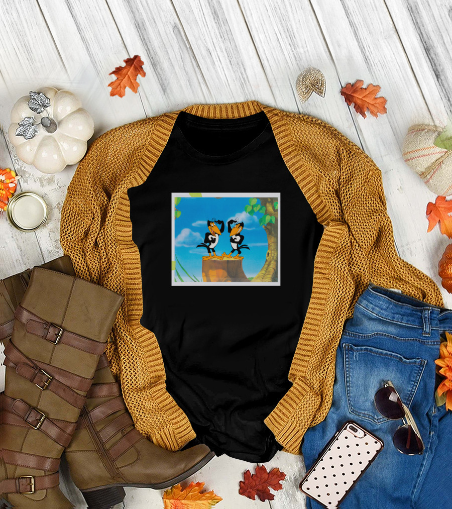 Heckle And Jeckle Classic Funny Cartoon Birds Playful Adventure Scene T-Shirt
