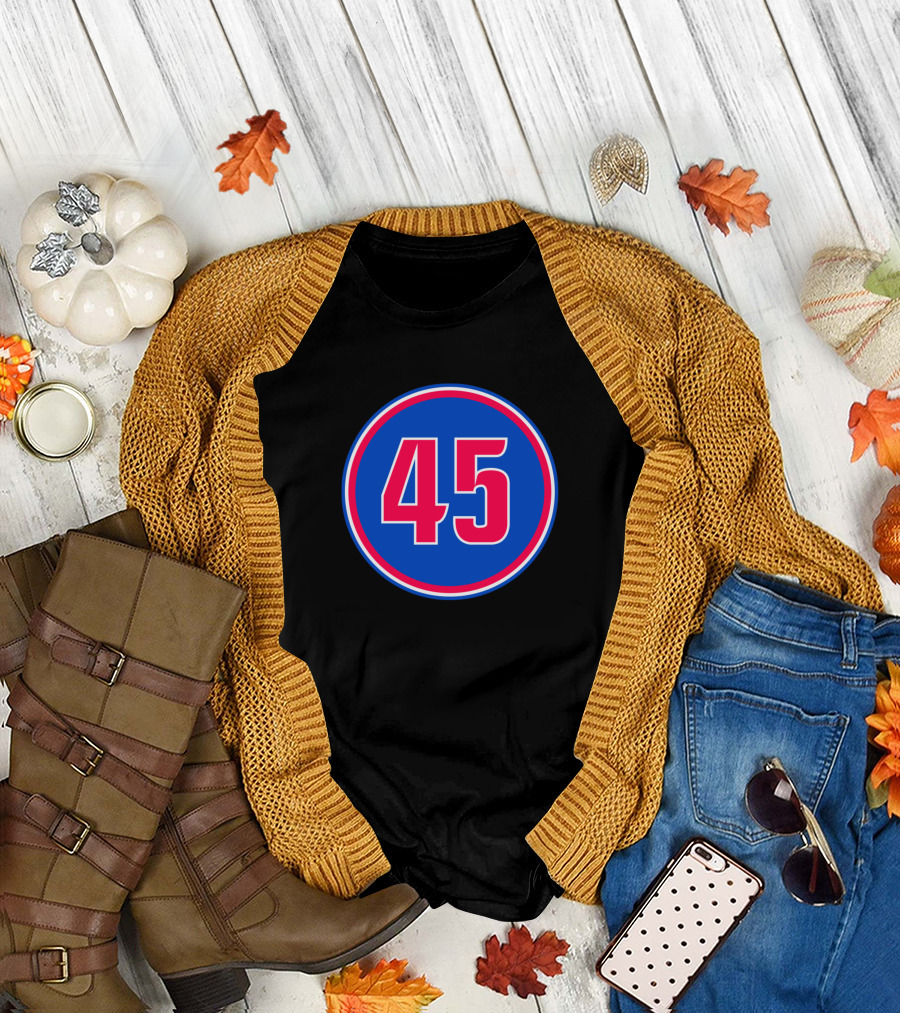 Sekou Doumbouya 45 Detroit Pistons Blue Circle T-Shirt