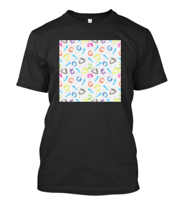 Colorful Seamless Geometric Painted Shapes Pattern In Bright Rainbow Hues T-Shirt