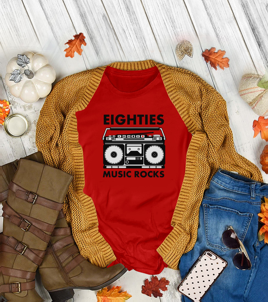 Eighties Music Rocks Boombox Cassette Tape T-Shirt