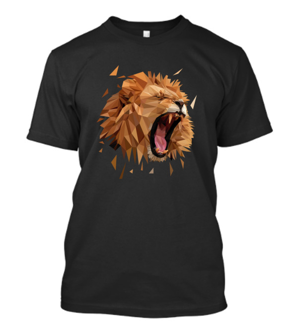 Lion Geometric Roaring Low Poly T-Shirt
