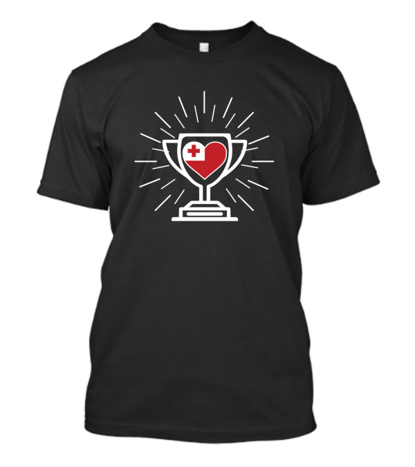 Tonga Trophy Symbol With Heart And Flag Elements T-Shirt