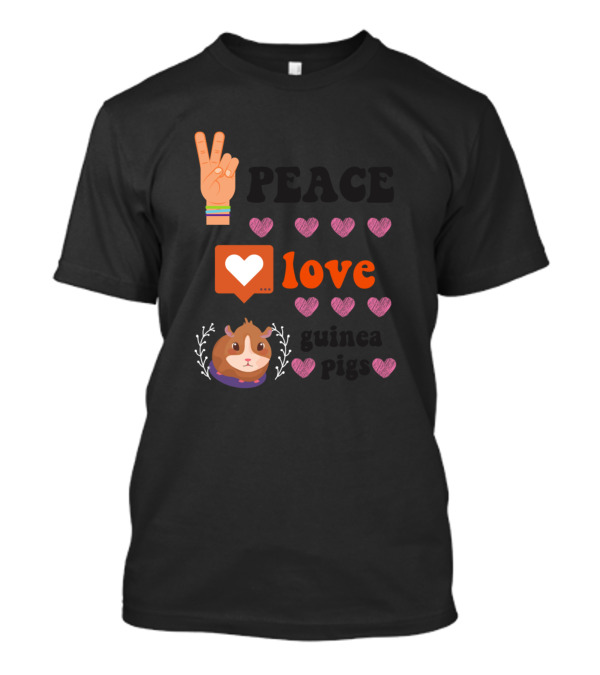 Peace Love Guinea Pigs Heart Emoji And Peace Sign T-Shirt
