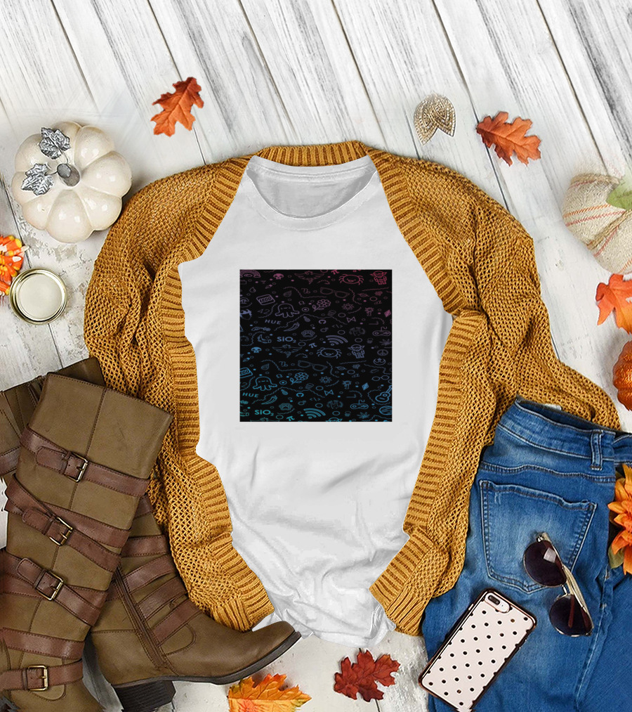 Hue SiO WiFi Icons and Doodles T-Shirt