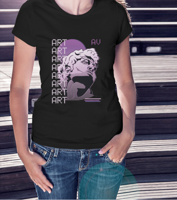 Vaporwave ART AV Pixelated Bust With Futuristic Aesthetic T-Shirt