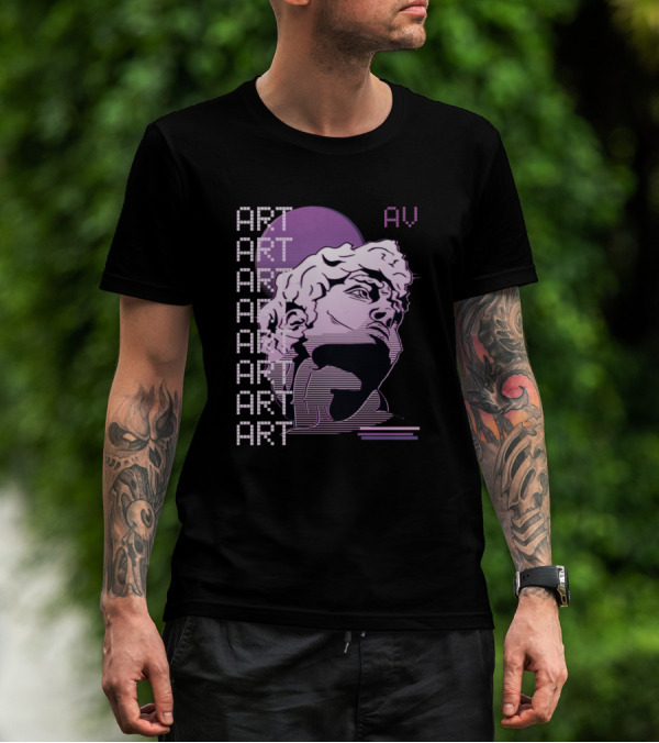 Vaporwave ART AV Pixelated Bust With Futuristic Aesthetic T-Shirt