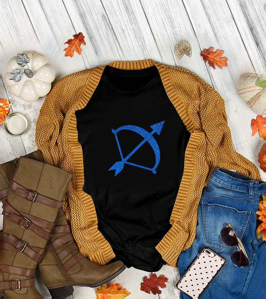 Blue Glitter Sagittarius Zodiac T-Shirt