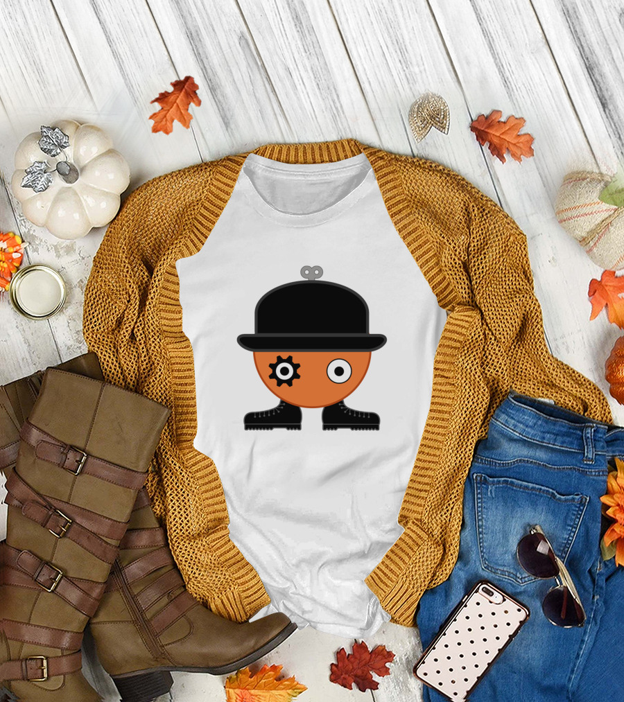 Clockwork Orange Minimalist Gear Face in Bowler Hat and Boots T-Shirt