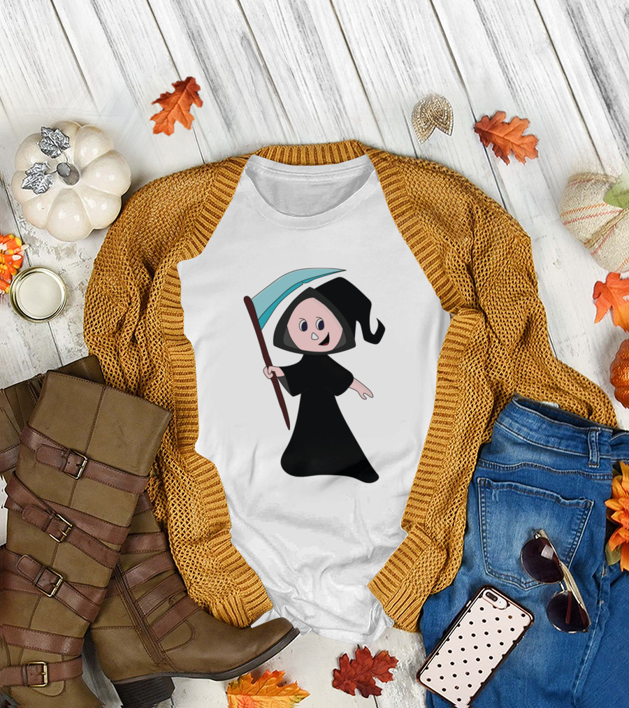 Cute Death Reaper with Blue Scythe T-Shirt