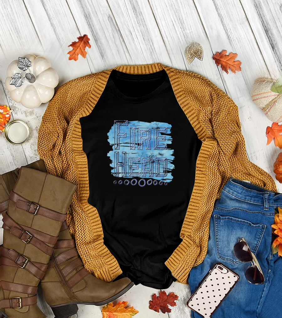 FIRE HEAD Blue Brush Stroke Circles T-Shirt