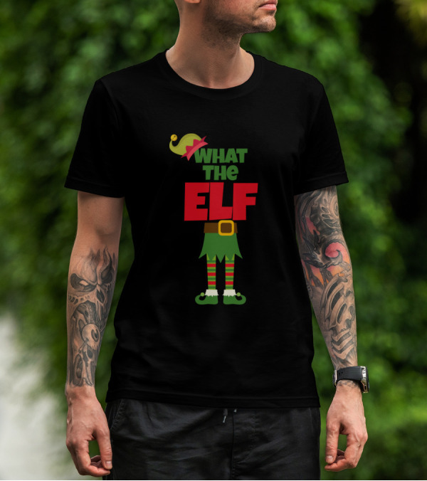 What The Elf Christmas Outfit Striped Socks And Hat T-Shirt