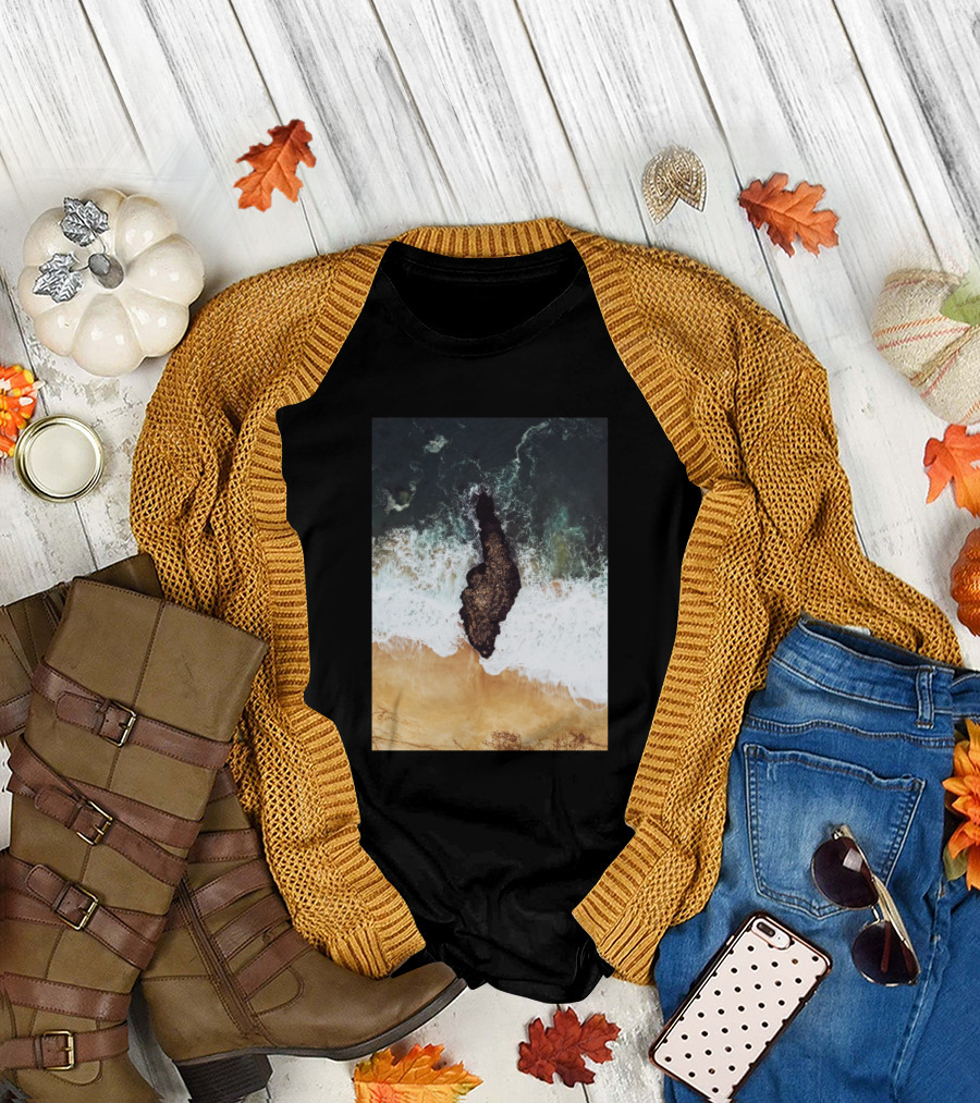 Rocky Ocean Coastal Waves Photography T-Shirt