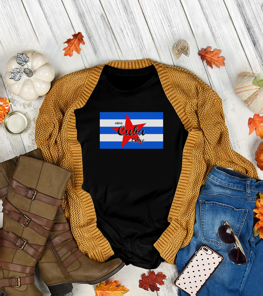 Viva Cuba Libre Red Star Blue Stripes T-Shirt
