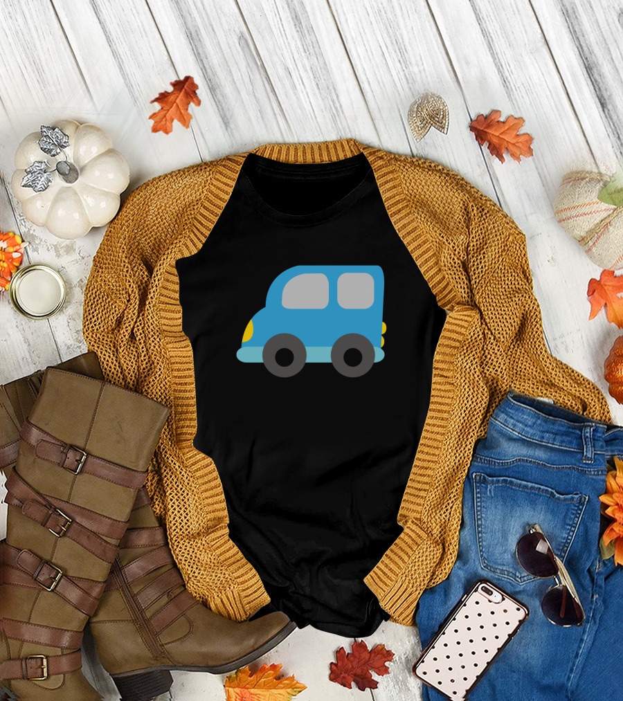Blue Cartoon Car T-Shirt