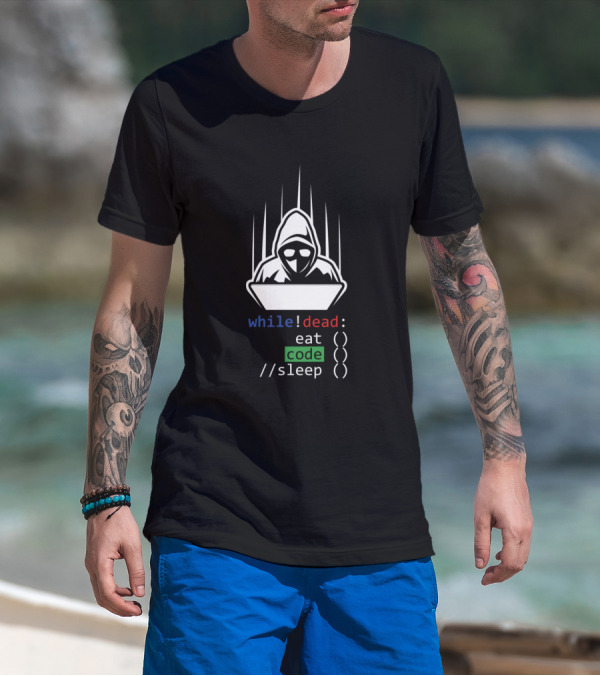 While Dead Coder Eat Code Sleep Programmer Coding PC T-Shirt