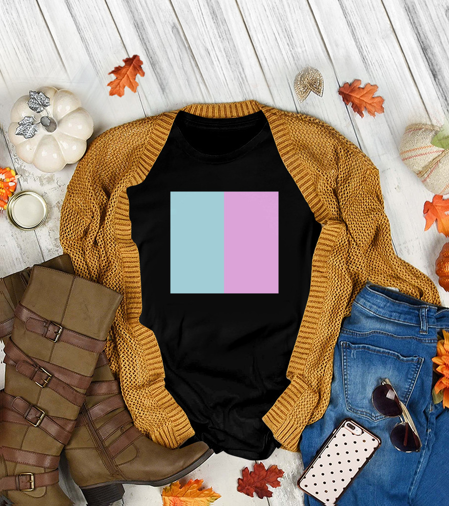Color Combination Teal Pink Contrast T-Shirt