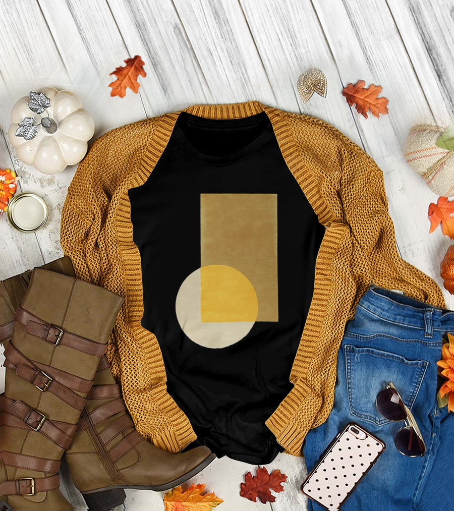 Wood Color Decoration Geometric Shapes T-Shirt