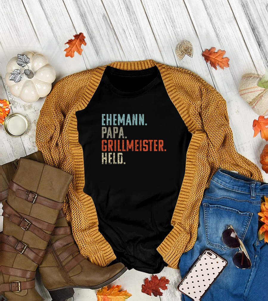Ehemann Papa Grillmeister Held Vintage Vate Herren T-Shirt