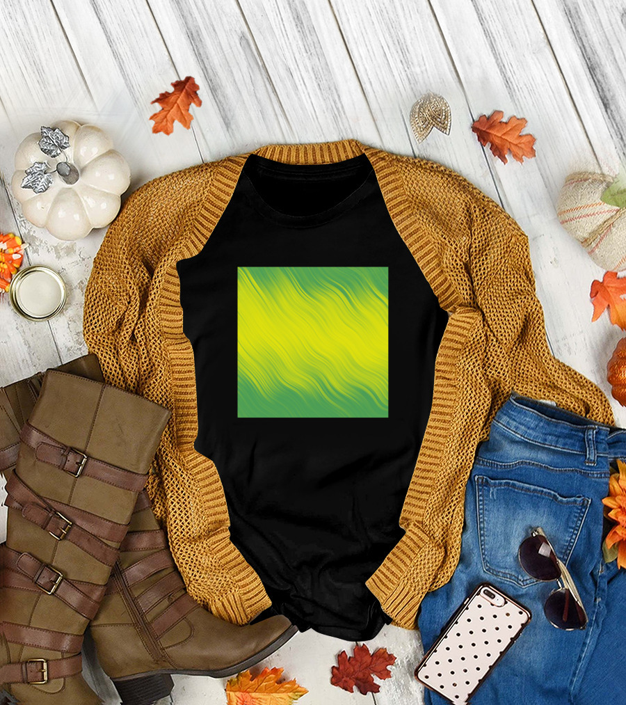 Stripes Wave Pattern Green Yellow Flow T-Shirt