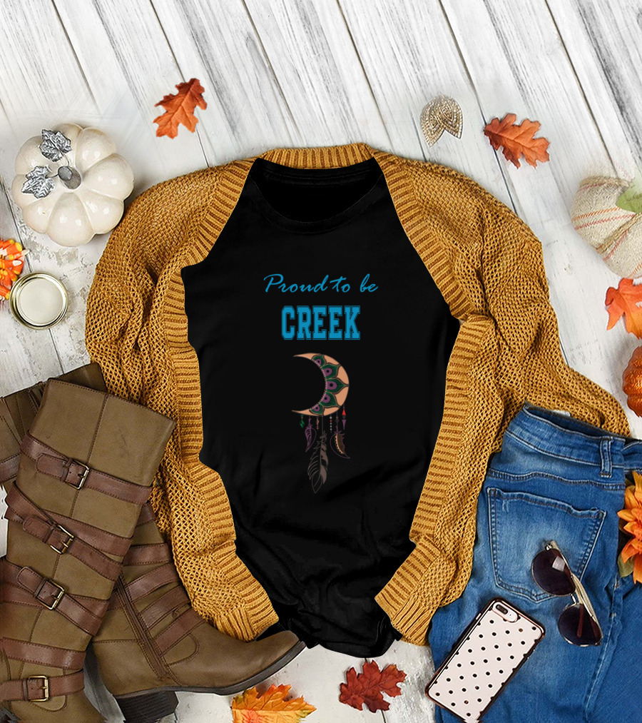 Proud to be Creek Moon and Feathers T-Shirt