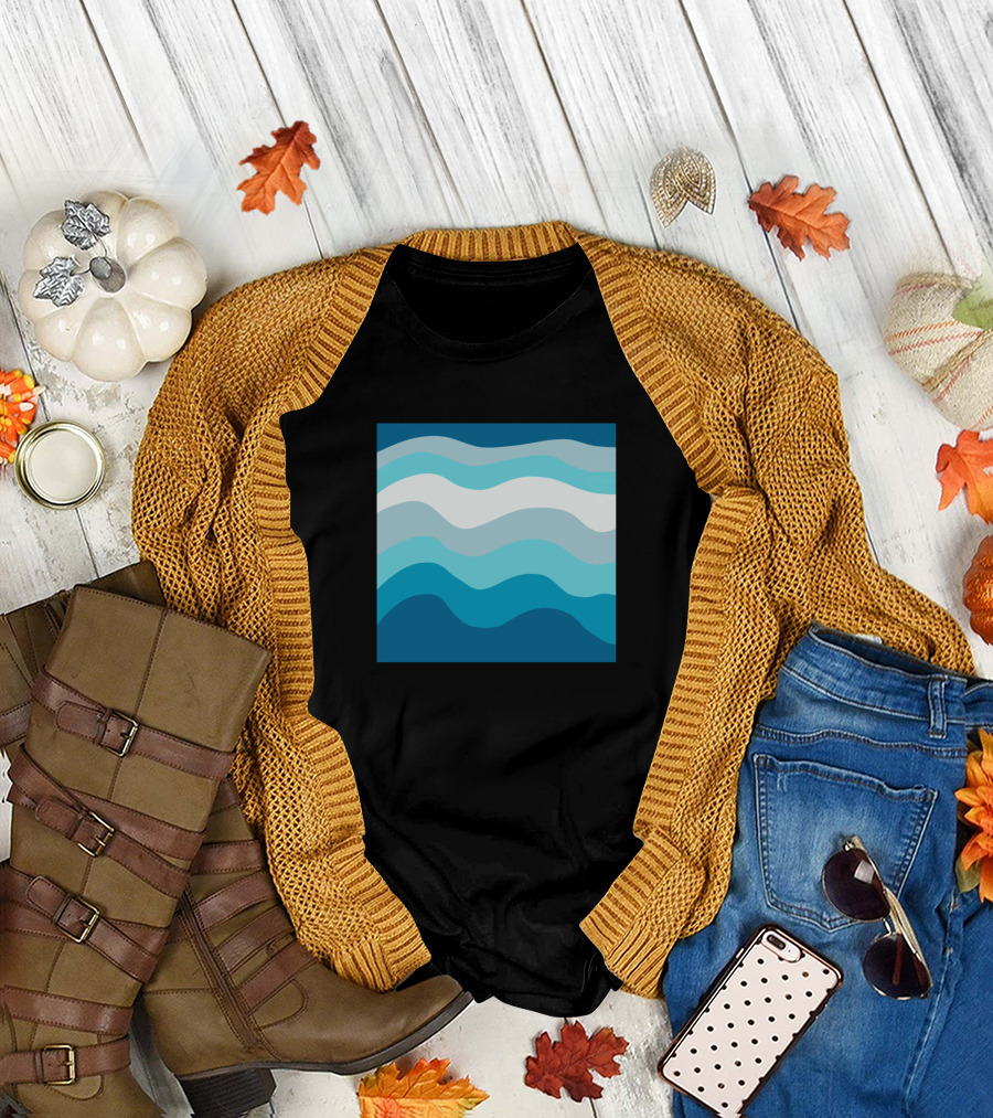 Ocean Waves Blue Wave Stripes T-Shirt