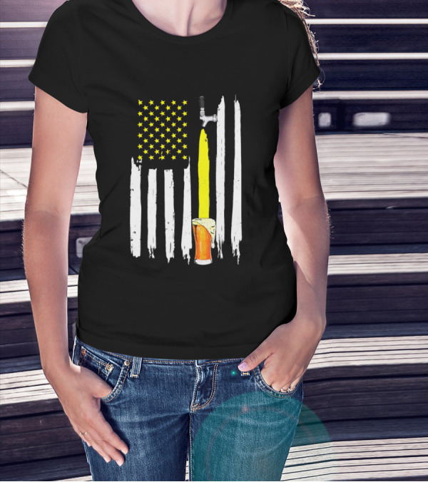 American Flag USA Craft Beer Brewers Tap Pint T-Shirt