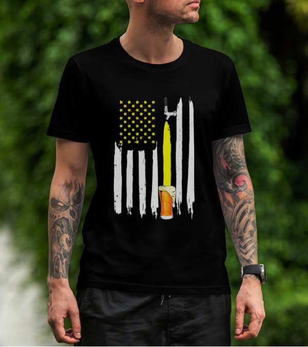 American Flag USA Craft Beer Brewers Tap Pint T-Shirt