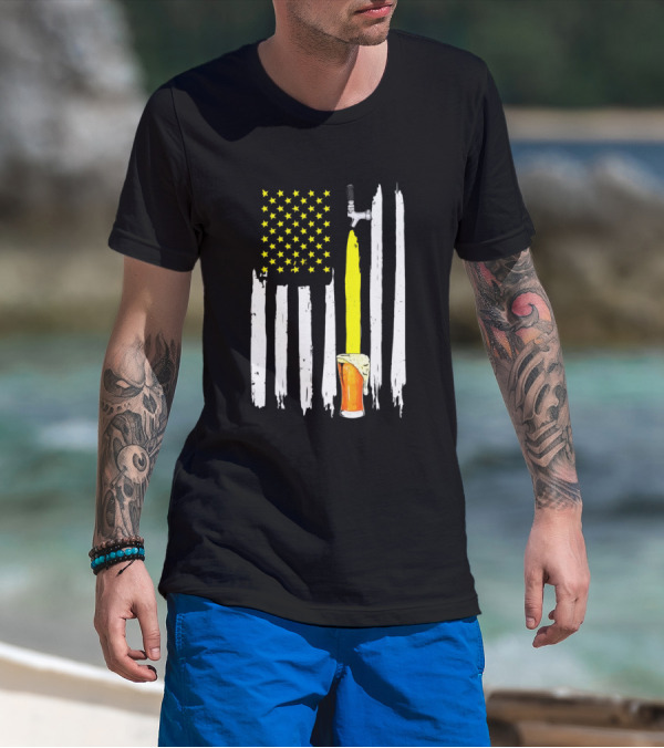 American Flag USA Craft Beer Brewers Tap Pint T-Shirt