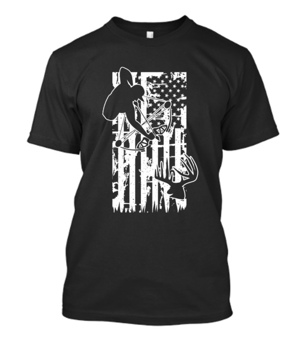 Archery Bow Hunting American Flag Outdoor Hobby Adventure T-Shirt