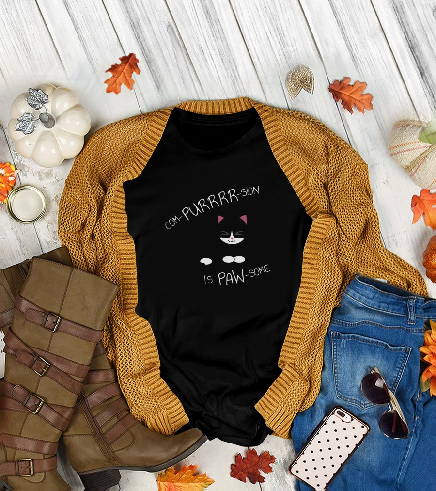 Com-PURRRR-sion Is PAW-some Cat T-Shirt