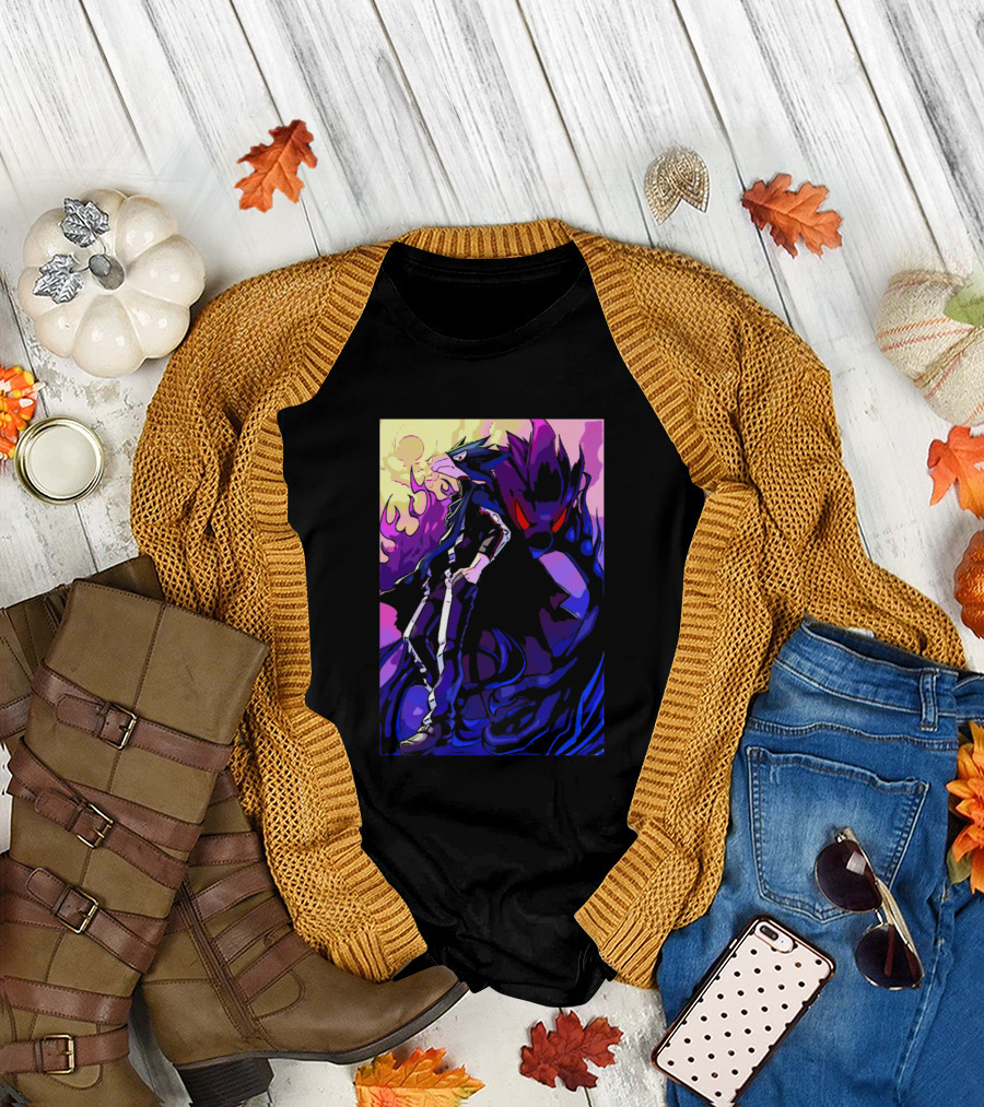Fumikage Tokoyami Dark Shadow My Hero Academia Anime Character Fire Background T-Shirt