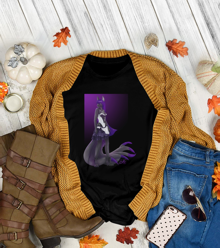 Tayken Loli Goth Anthro Anime Fox Girl Purple Goth Aesthetic T-Shirt
