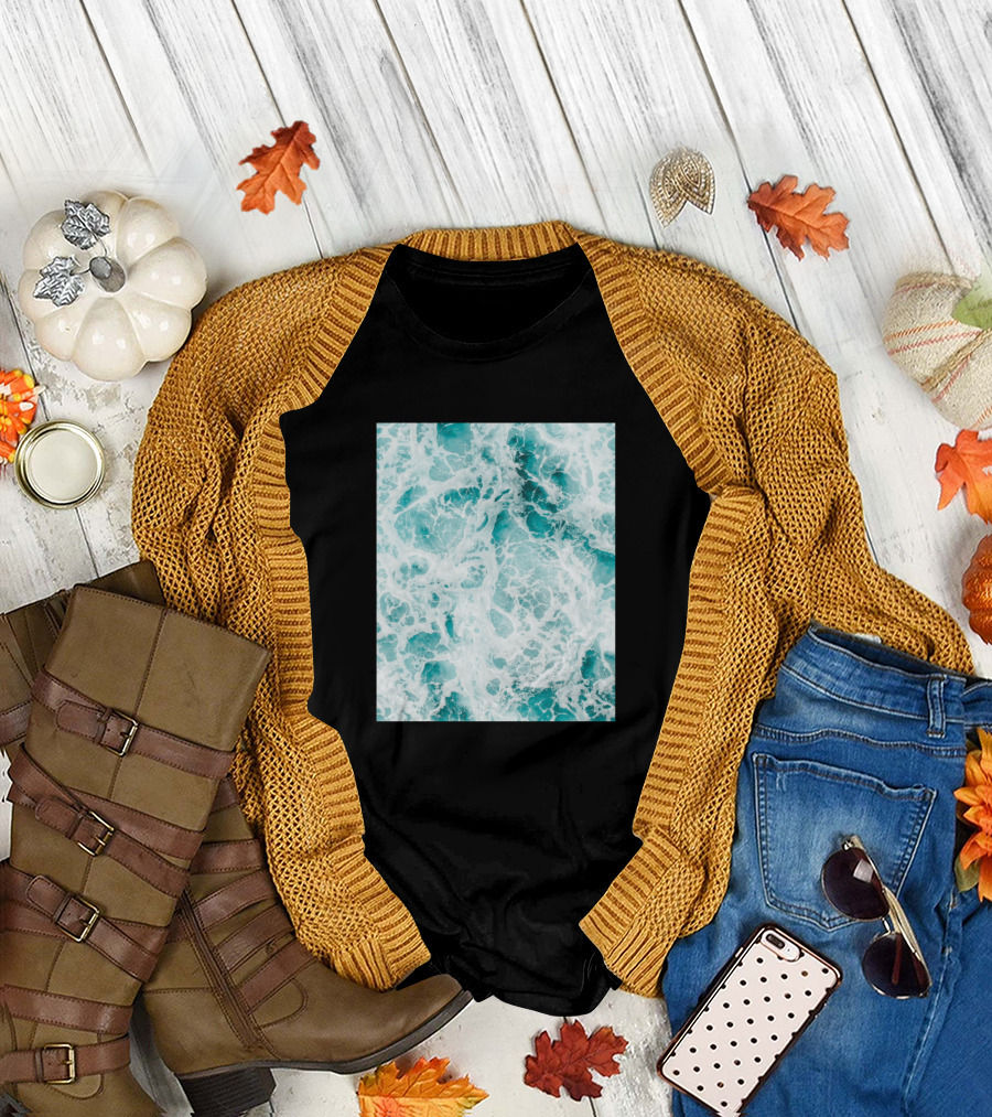 Deep Ocean Turquoise Waves Rippling T-Shirt