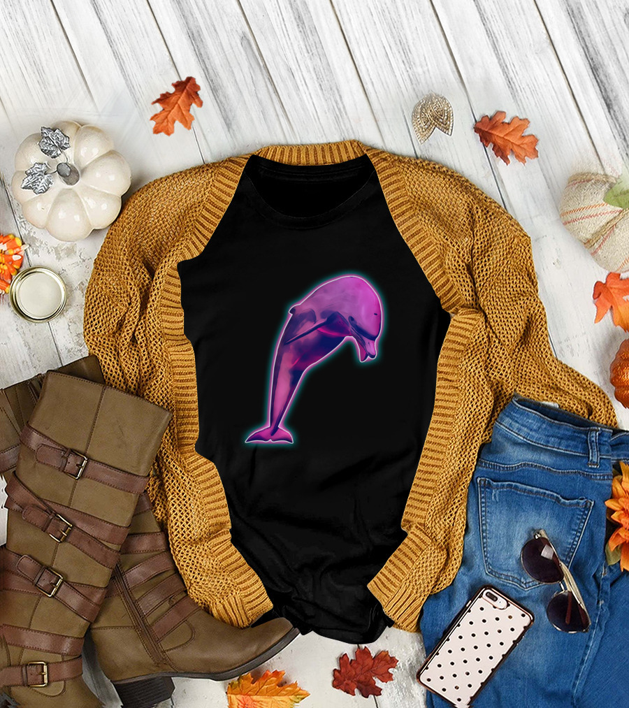 Neon Purple Dolphin Aqua Glow T-Shirt