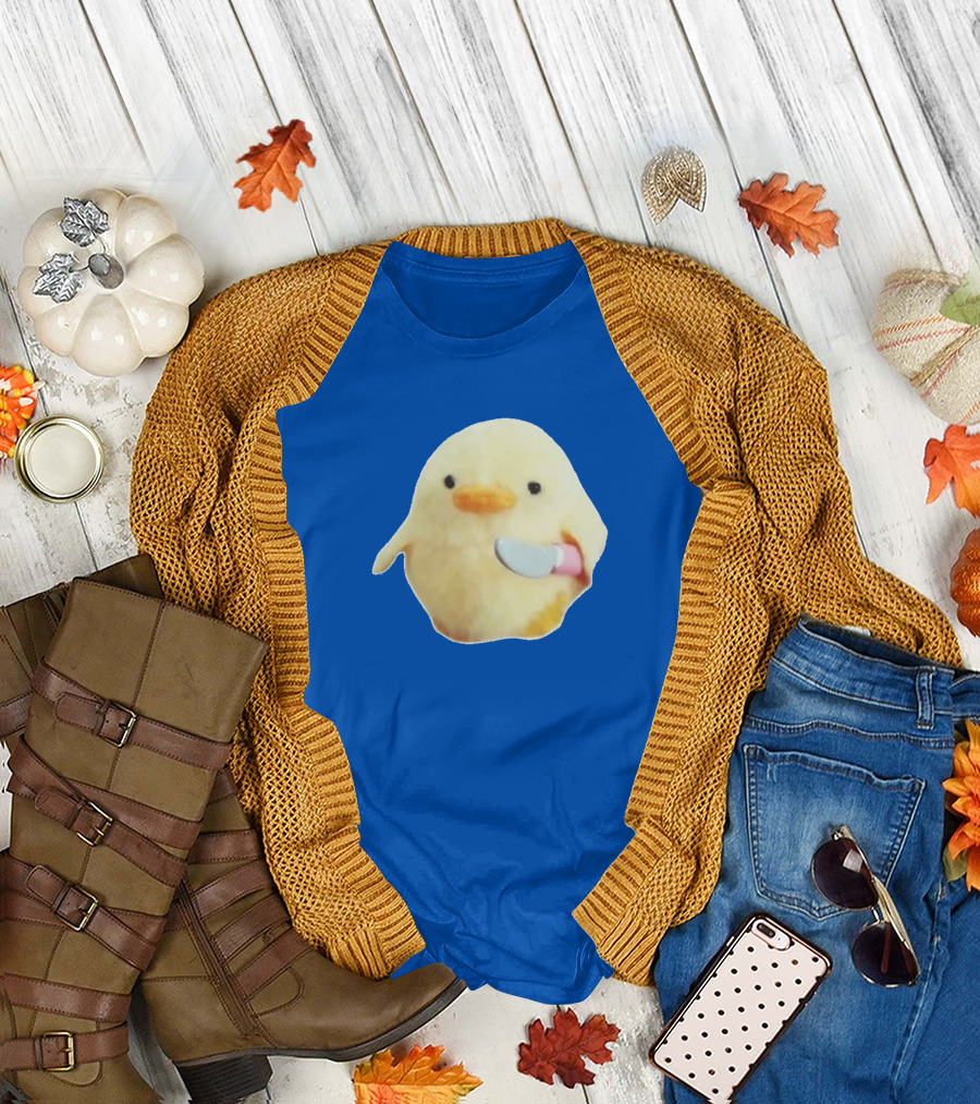 Bird With Knife Meme Cute Plush Kawaii Aesthetic T-Shirt