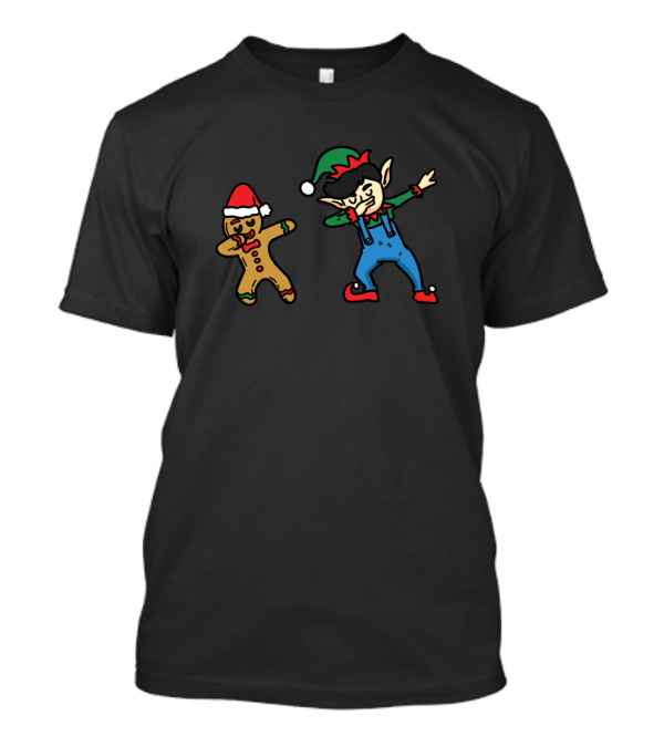 Elf And Gingerbread Man Dab Holiday Dance T-Shirt