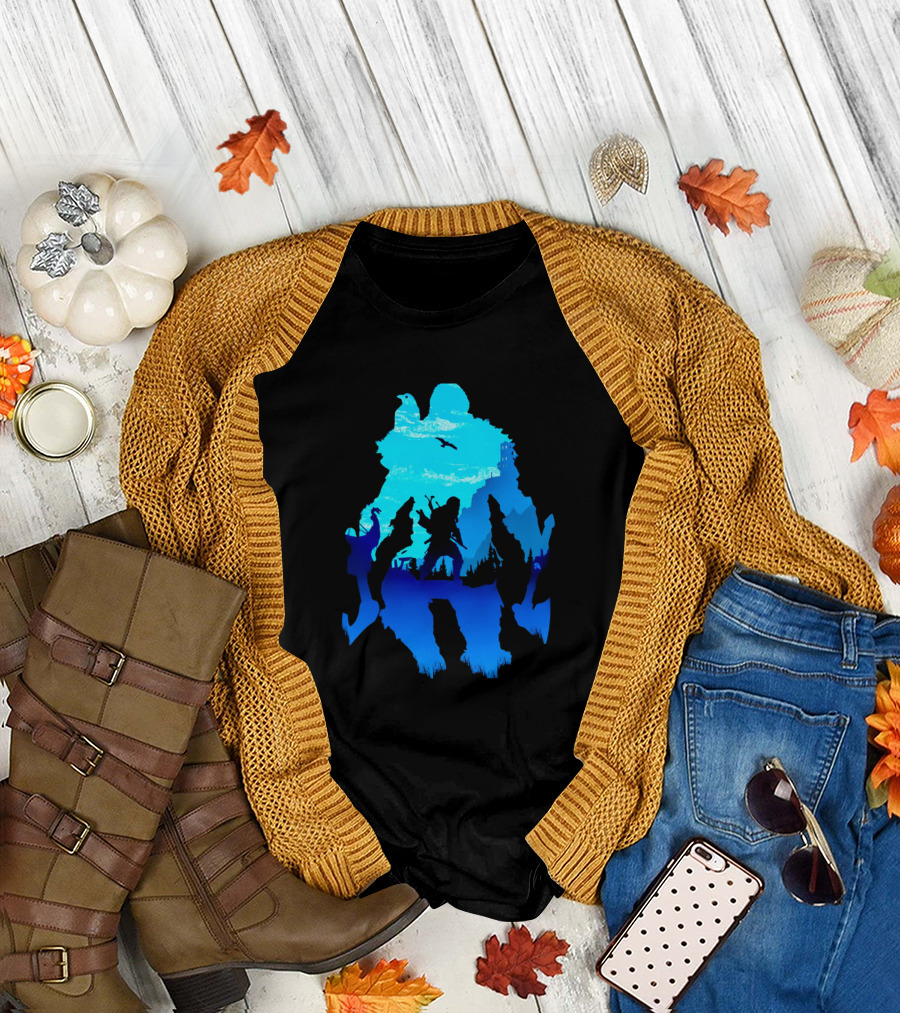 Assassin's Creed Valhalla Viking Silhouette with Ravens and Warrior T-Shirt