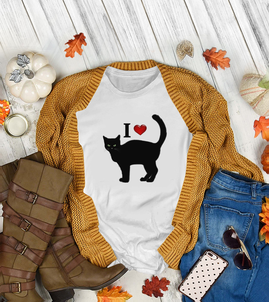 I Love Black Cat Kitten Kitty T-Shirt