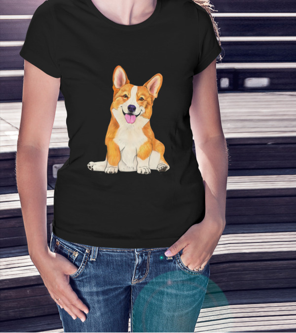 Cute Sitting Corgi Dog T-Shirt
