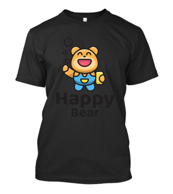 Happy Bear Cartoon Holding Mug T-Shirt