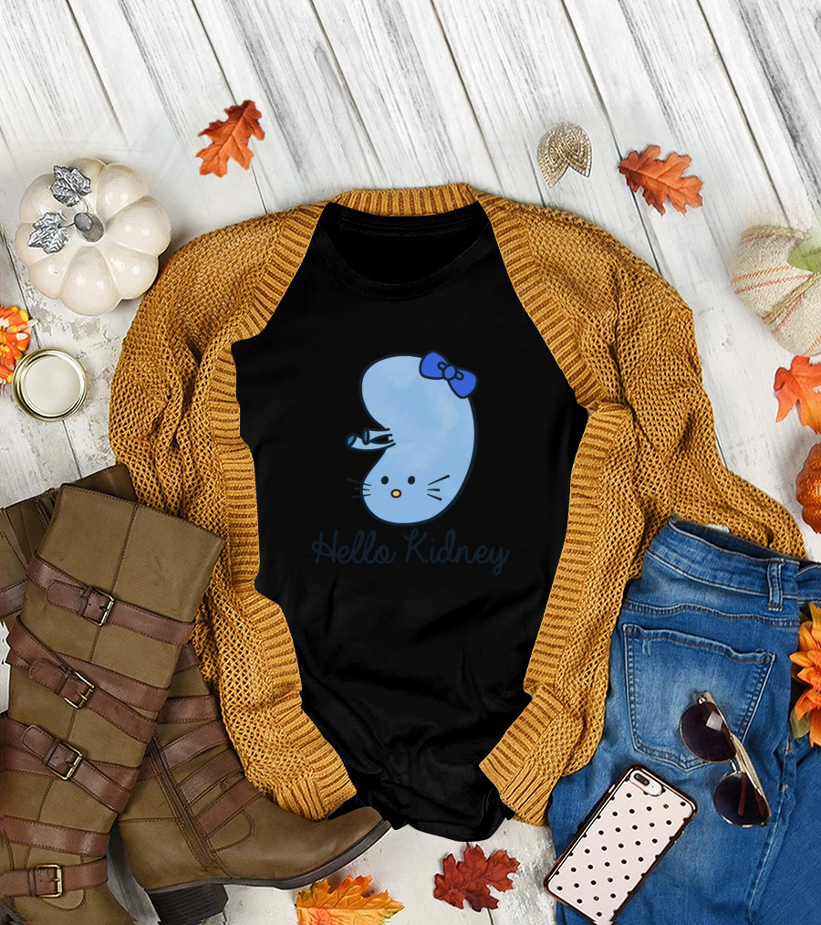 Hello Kidney Funny Show Your Appreciation for Your Cute Cartoon Kidney Character with Bow T-Shirt