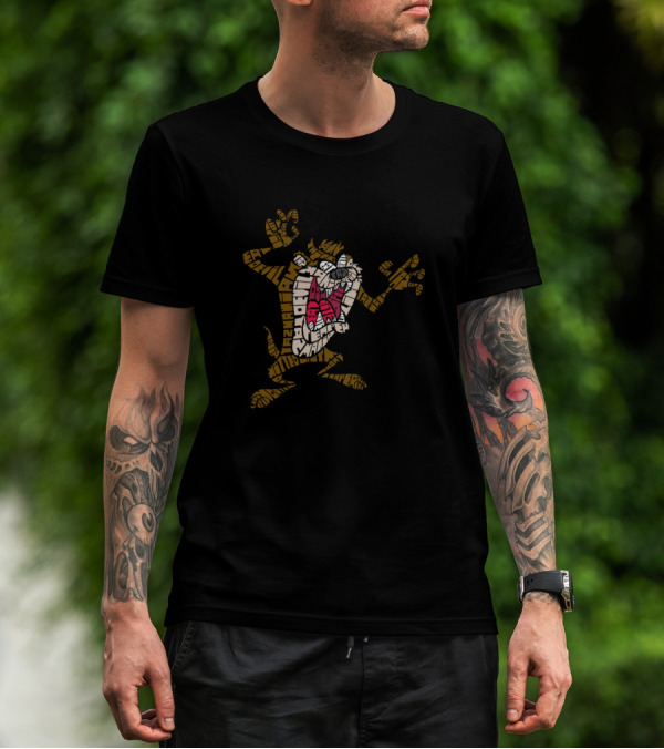 Tazmania Devil Text Art Wild Cartoon Character T-Shirt