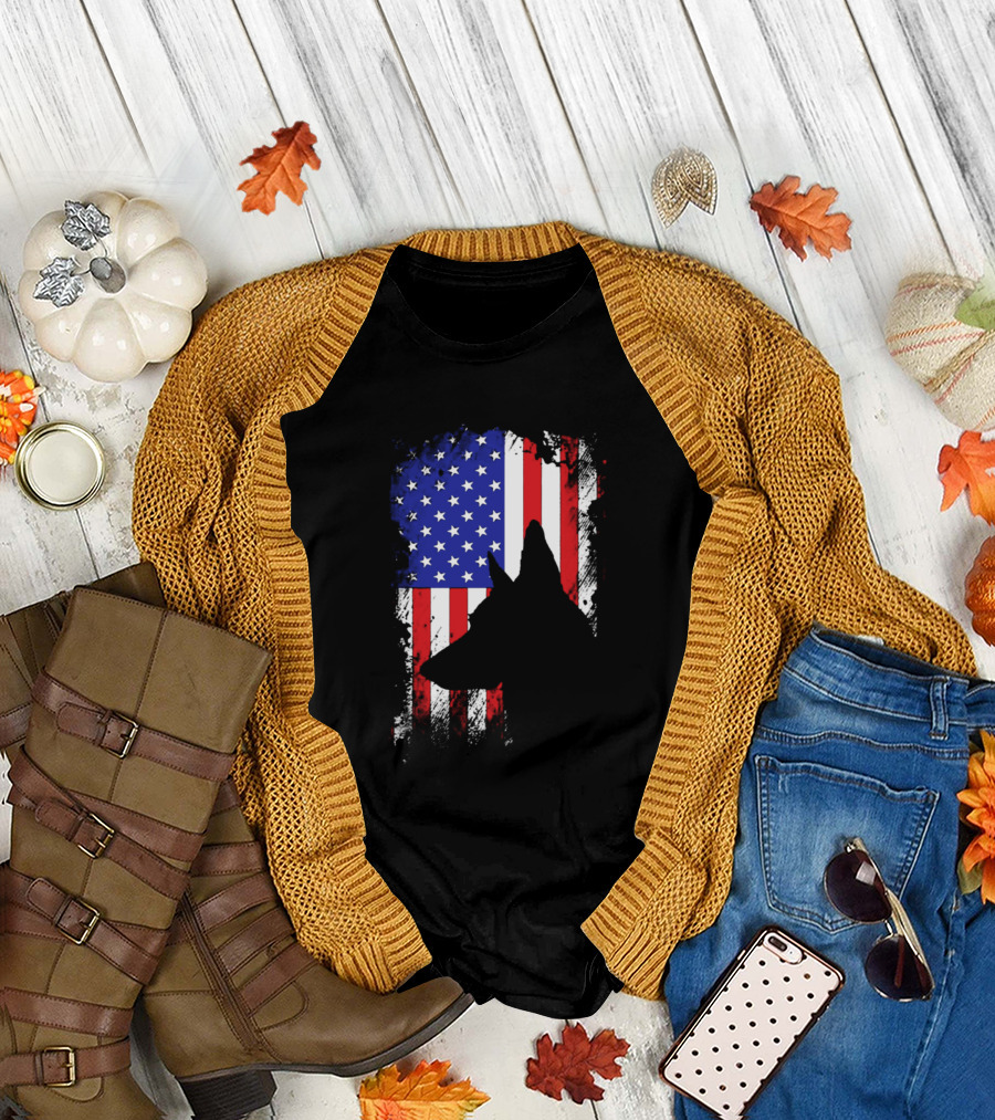 Usa German Shepherd American Flag T-Shirt
