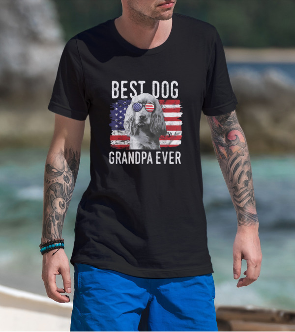 Best Dog Grandpa Ever American Flag English Mens T-Shirt