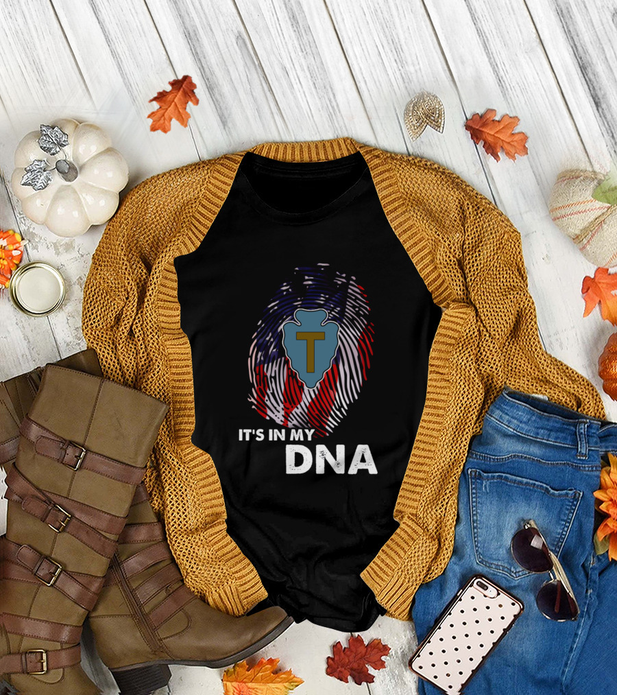 36Th Infantry Division It's In My DNA American Flag Fingerprint T-Shirt