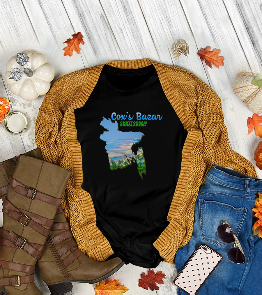 Cox's Bazar Chattogram Bangladesh Map Beach Scene T-Shirt