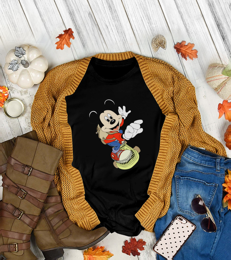 Mickey Mouse Fly By The Skateboard Ride T-Shirt
