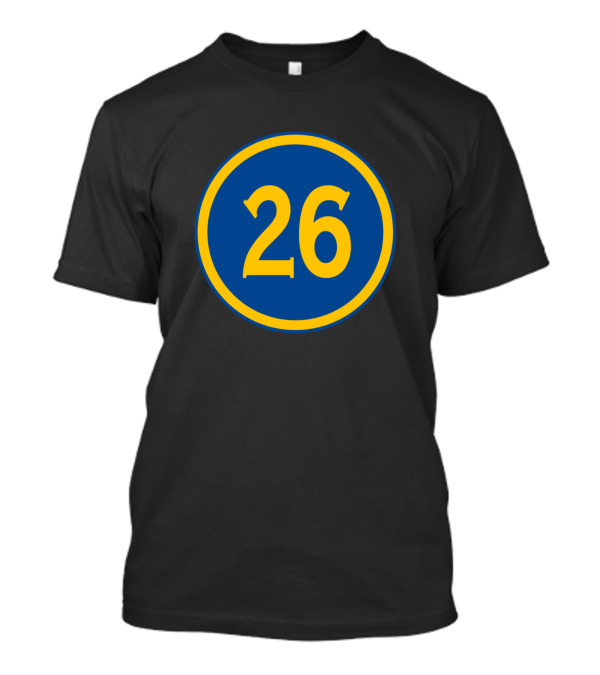 Kent Bazemore Number 26 Golden State Warriors Jersey Blue And Yellow Circle Emblem T-Shirt