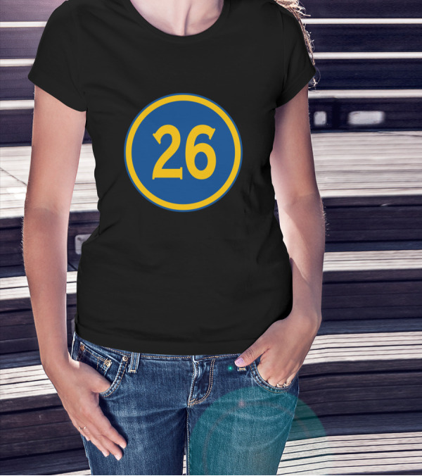 Kent Bazemore Number 26 Golden State Warriors Jersey Blue And Yellow Circle Emblem T-Shirt